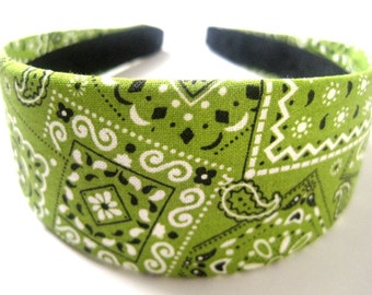 Green Bandana Headband 2 Inch