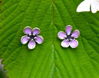 Earrings sterling silver cherry blossom stud earrings flower earrings