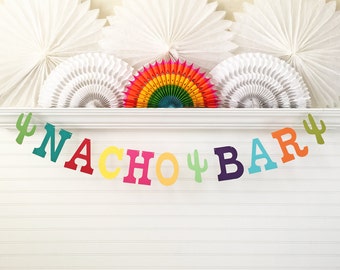 Nacho Bar Banner - 5 inch Letters - Fiesta Birthday Banner Cinco De Mayo Nacho Bar Sign Colorful Fiesta Party Decorations Nacho Party Decor