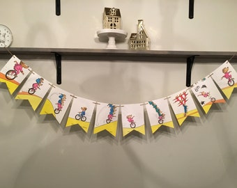 BEARS ON WHEELS story book page banner bunting garland