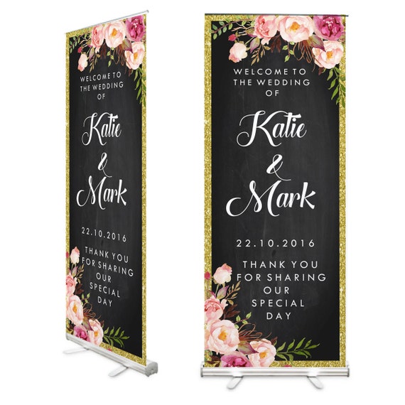 Tableau floral mariage Bienvenue Roll Up Banner 