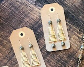 pyrite ladder earrings