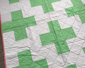Plus Toddler Quilt, Modern Baby Quilt, Swiss Cross Quilt, Modern Quilt, Handmade Quilts, Cactus Quilt, Baby Shower Gift