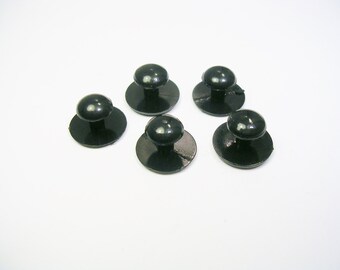 Vintage Tuxedo Studs / Set of 5 / Shirt Buttons / black plastic Formal Wear / Suit Accessory / Men Wedding Jewelry / Shirt Studs