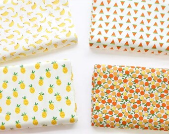 Super cute tropical fruit print pattern cotton fabric/ Pinapple Fabric/ banana fabric/watermelon fabric/fat quarter/ half meter
