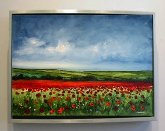 Poppy Field Landscape Oil Painting Original