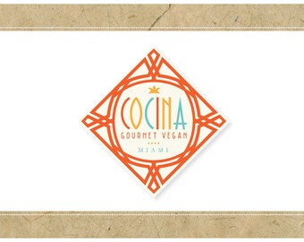 Custom Logo Design - PreDesigned Logo PreMade Logo Vector Logo - OOAK Logo - COCINA Logo - Art Deco Logo - Vintage Logo - Diamond Logo