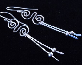 Sterling Silver Earrings, Dangle Earrings, Long Earrings, Casual Earrings