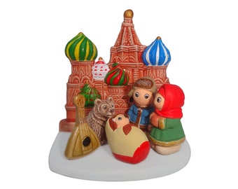 Russian Nativity Scene - Handmade in Clay - 1 block - 3.15"X2.15"X3.15" high