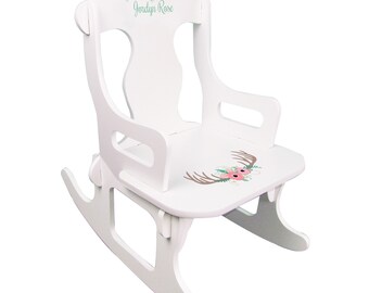 Personalized Floral Antler Puzzle Rocker