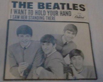 1960s Rare Beatles Fab Four Beatlemania 45 LP I Want to Hold Your Hand I Saw Her Standing There, Paul Holding Cigarette