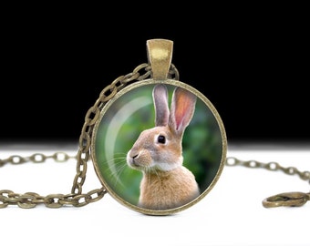 Rabbit Jewelry Rabbit Necklace Rabbit Photo Pendant Easter Jewelry