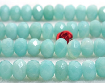 76 pcs of Natural Amazonite faceted rondelle beads in 5x8mm (0278#)