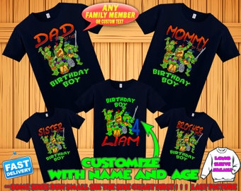 Ninja Turtles birthday shirt, Teenage Mutant Ninja Turtles birthday tshirt, tmnt theme party shirts, ninja turtles family matching shirts