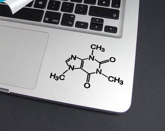 Caffeine Molecule,Decal Trackpad, Laptop Decal, Vinyl Decal, Mac Decal, Macbook Sticker, Chemical Molecule, Molecule, Chemistry, Chemical
