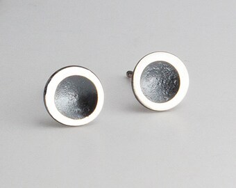Minimalist Earrings, 6mm Modern Earrings, Round Earrings, Post Earrings, Sterling silver Earrings, Oxidized Earrings, Stud Earrings