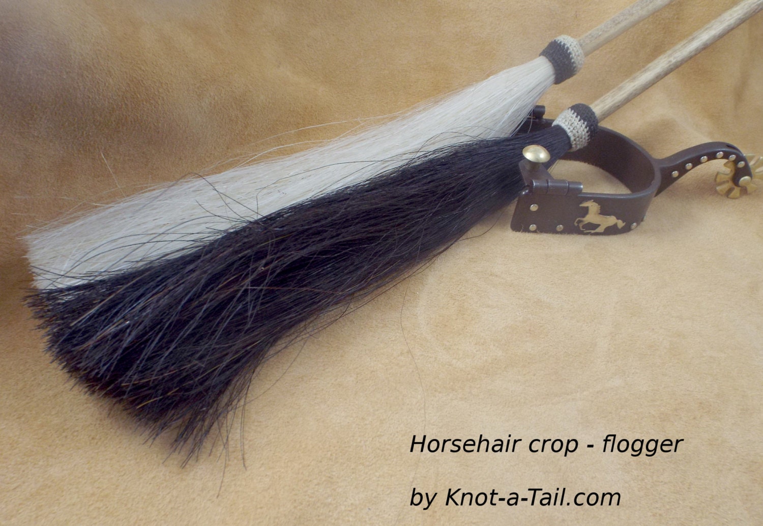Crop Horse Hair Fly Whisk With Wooden Handle And Loop Crop