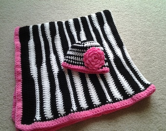 Zebra Hat and Blanket Set
