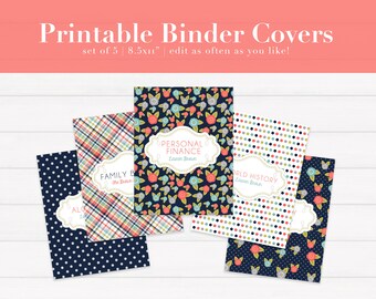 Personalized Binder Covers, Personalized Planner Cover, Editable Binder Cover, Printable Planner Covers, School Inserts PDF, Notebook Cover