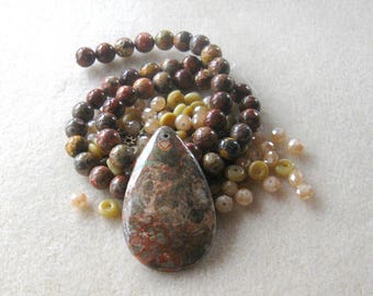Blossom Agate, Leopardskin Jasper, Glass Beads, DIY Jewelry Kit, Jewelry Making Beads, Bead Kit, Gemstone Bead, Necklace Kit, Jewelry Design