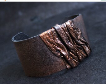 50% OFF SALE Elegant leather bracelet Wristband Wide women's bracelet Cuff Statement jewelry