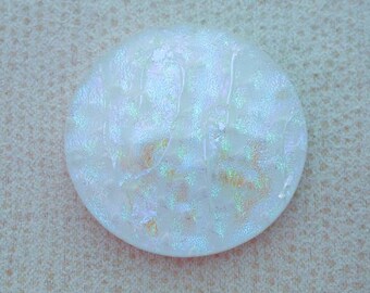 34mm Dichroic Glass Cabochons - Blue/Pale Yellow Honey Comb/White Color - A256