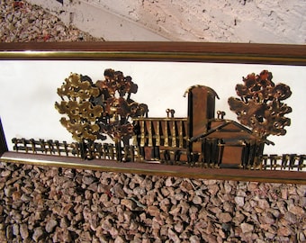 Vintage Mid Century Sculpture DALLAS GALBRAITH Metal Sculpture Brutalist Wall Art 1976 Jere Era Framed Hanging