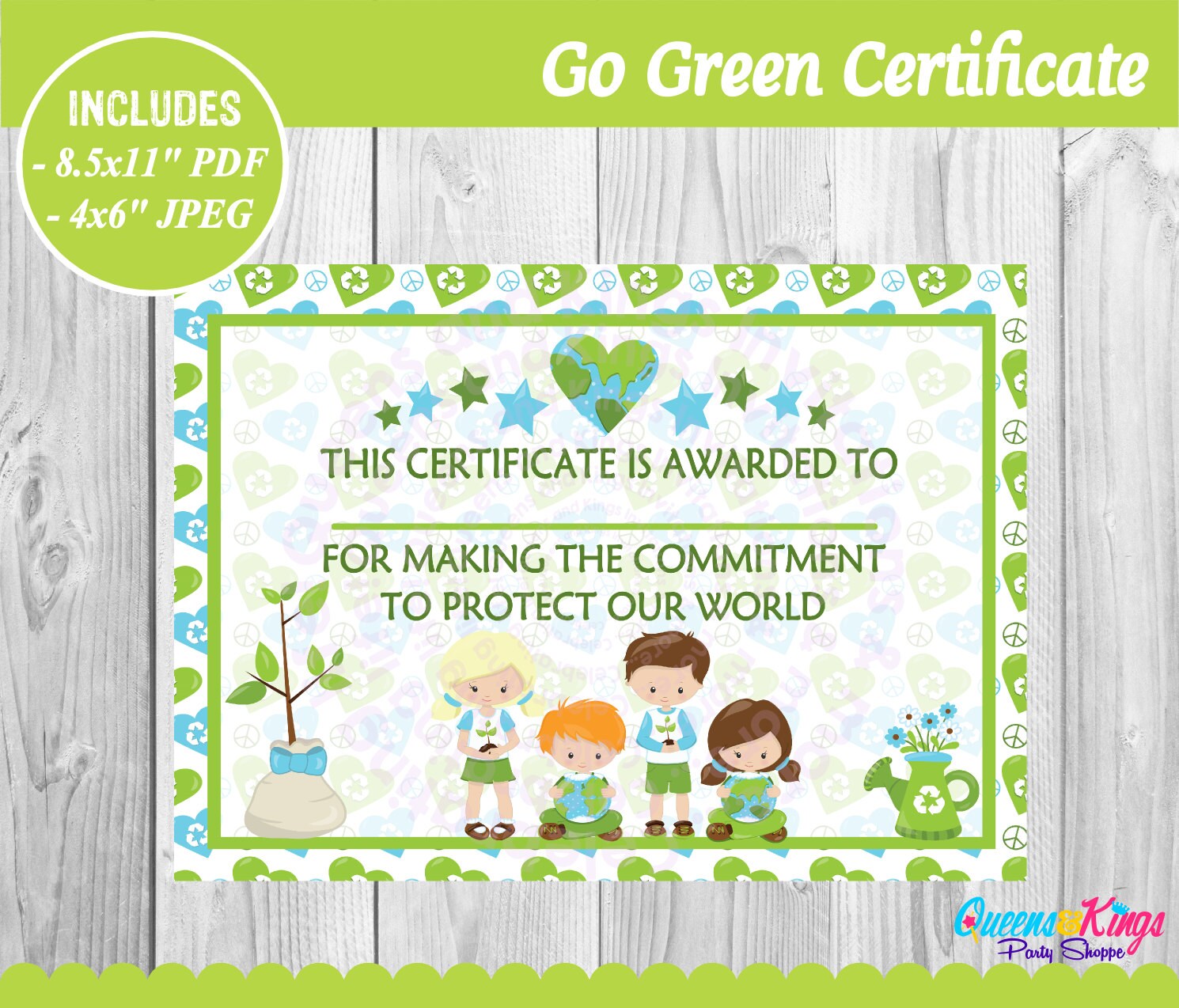 Earth Day Certificate Earth Day Printable Go Green