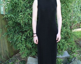90s Maxi Dress, Turtleneck Dress, Black Mock Neck Dress, Long Tight Dress, Minimalist, Sleeveless Dress, Grunge, Goth, Tight Maxi Dress Norm