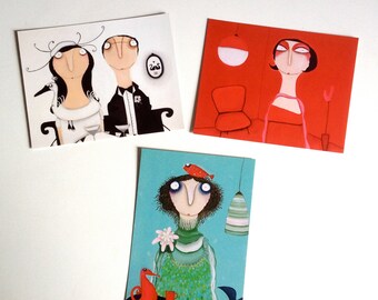 3 Fridge Art Magnets