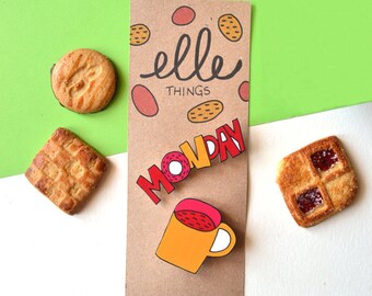Monday Pins Illustrated brooch made by hand in Grafik