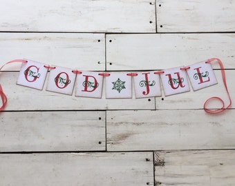 God Jul Banner • Norwegian Banner • Christmas Banner • Christmas Garland