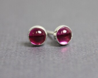 Ruby Stud Earrings, 4mm Ruby Post Earrings, Tiny Ruby Earrings, Pink Stud Earrings, Ruby Studs, Ruby Earrings, Kathy Bankston, Ruby Jewelry