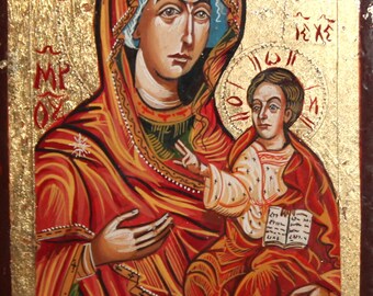 Virgin Mary little Christ Orthodox tempera handpainted icon