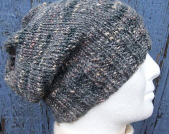 KNITTING PATTERN/ CHARLEY / Mans Slouchy Hat Pattern/ Mans Handknit Slouchy Beanie/ Easy Slouch Hat Pattern/Easy Beanie Knit Straight