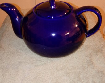 Vintage Colbalt Blue Ceramic Teapot - 001