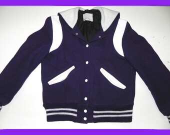 VINTAGE DeLong 80s Varsity Jacket Letterman College Baseball Cheerleader Sailor Collar