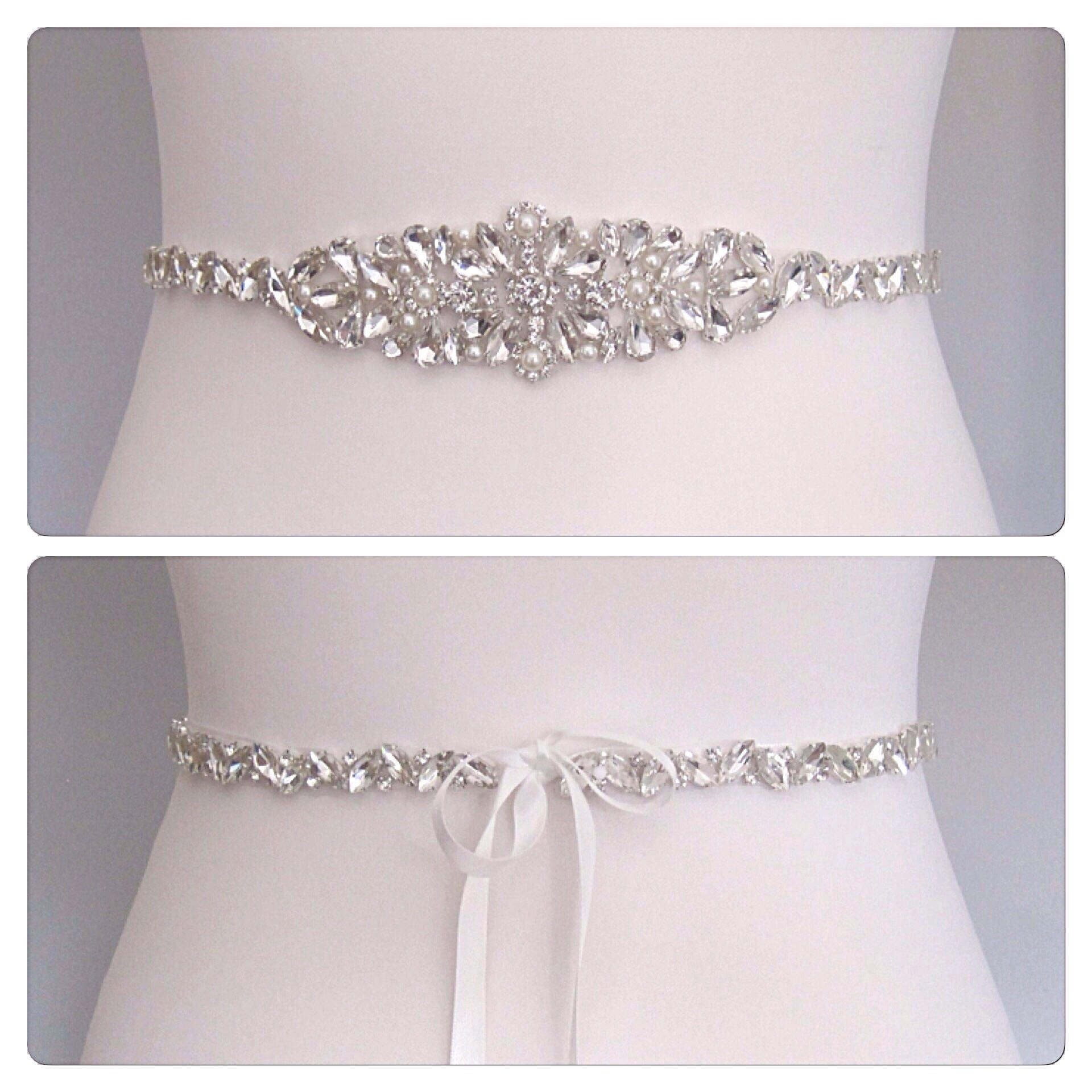Crystal Bridal belt wedding dress sash diamond pearl bridal