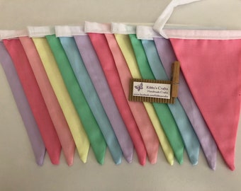 Fabric bunting flags pastel plain #2