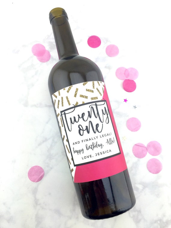 21st Birthday Gift Wine Labels 21 Birthday Gift for Her