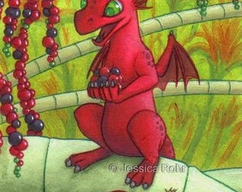 ACEO Fantasy Art Print- Fruit Twist - Limited Edition Print - Fantasy Dragon Art