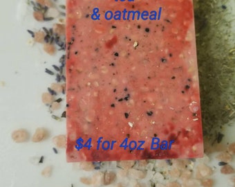 Raspberry tea and oatmeal soap bar
