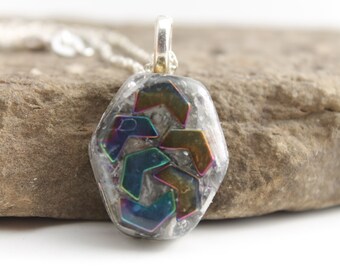 Chevron Hematite Orgonite® pendant