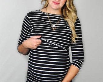 Striped Maternity and Nursing Dress