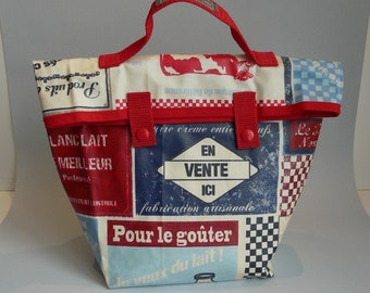 Lunch bag/coated cotton insulated lunch bag "dairy"