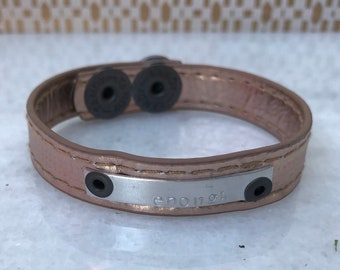 Rose gold skinny bracelet cuff "Enough"