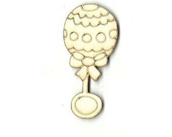 Rattle - Unfinished Laser Wood Cut Out Shape Craft Supply BBY10