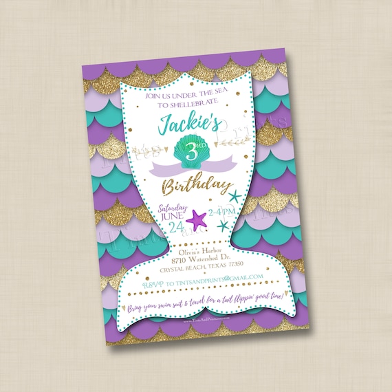 Mermaid Tail Birthday Invitations 6