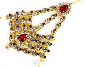 Pearls Jhumar passa jhoomar head piece Kundan jewellery hair pin side maang tikka for women