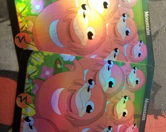 2x full art Mountains, 2 foil. Casual play card for mtg with new card back Ugandan Knuckles